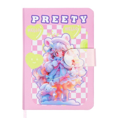 Notebook Gift Book 96l, line, with a knife, cut with a pattern of the cover, anime (12.9x9cm) 10539