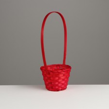 Wicker basket, D13 x H9.5/28 cm, bamboo, red