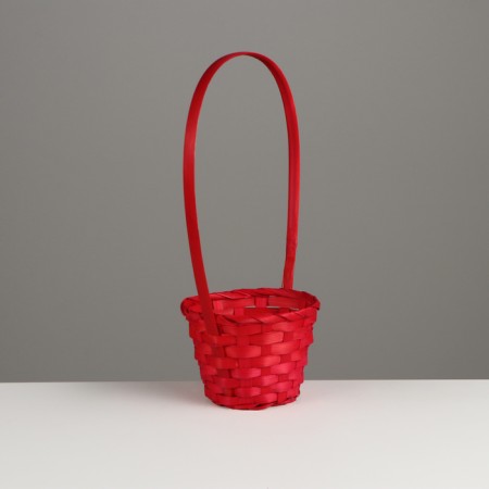 Wicker basket, D13 x H9.5/28 cm, bamboo, red