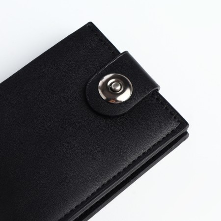 Men's purse on a magnet, a department for cards, coins, black color-3