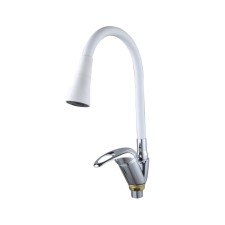 Fashun A4403+A7356 kitchen mixer, single -leaf, flexible spout, brass, white