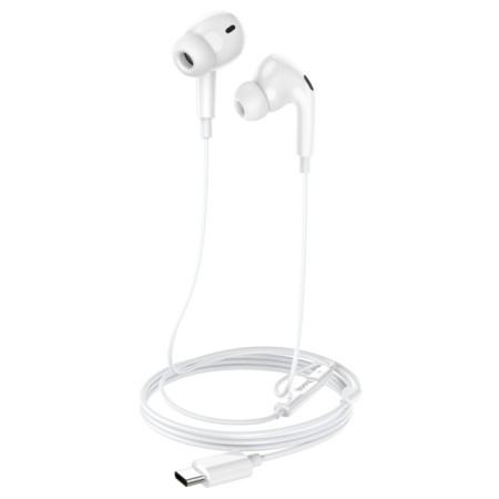 Hoco M101 Pro headphones, wired, vacuum, Type-C, 1.2 m, white-2