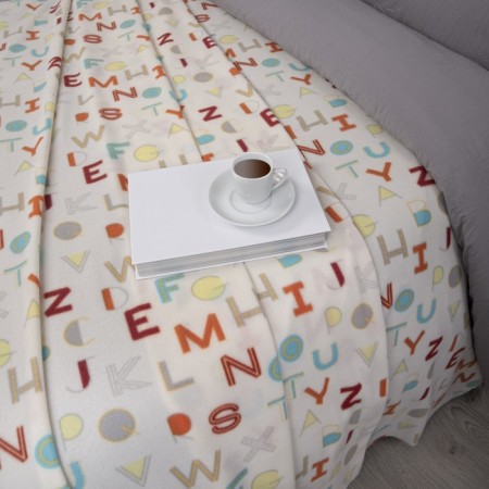 Fleet blanket "letters", size 150x200 cm, milk color-2