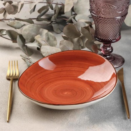 Ceramic serving dish "sapphire", 22 × 19.5 × 3.5 cm, orange color-1