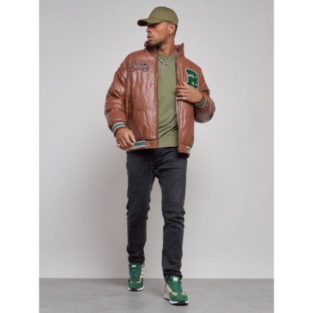 Eco -leather jacket men, size 54, brown color-10
