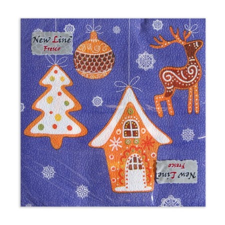 Paper Napkin Fresco "New Year's Gingerbread", 2 layers, 33*33 cm, 20 sheets-1