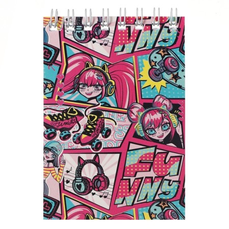 Notepad A7, 40 sheets in a cage on the crest "MIX for Girls", covered cardboard, mix-15
