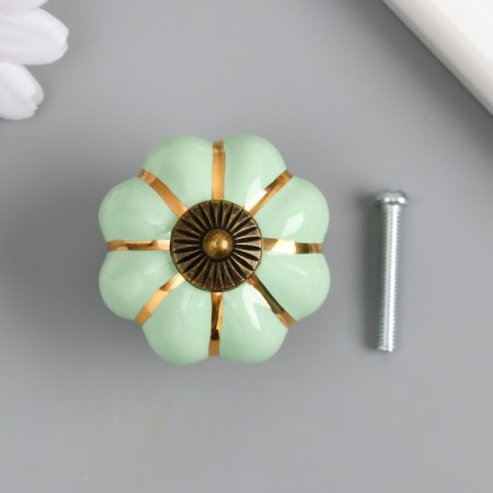 Handle for the casket ceramics, metal "Pumpkin" pistachio 4x4x4 cm-2