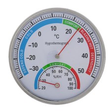 Street thermometer, mechanical, hygrometer, round, metal
