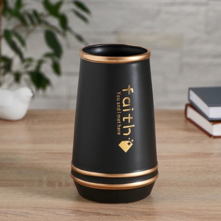 Vase Ceramics "Vera" 8.5x10.5x18 cm, black-gold
