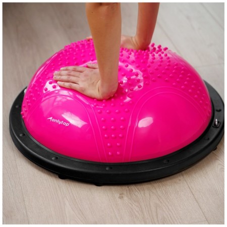 Half -sphere BOSU gymnastic onlytop, massage, with a pump, 55x25 cm, pink color-8
