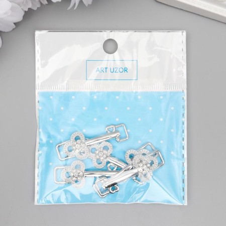 Decor for creativity Metal buckle "Key with heart" silver, rhinestones 3.7x1.4 cm-3