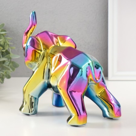 Souvenir Ceramics "Geometry. Elephant" Yellow Chameleon 11x26x18 cm-4
