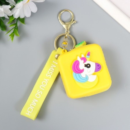 A keychain wallet with a carbine silicone "Bright pictures" Square yellow mix 6x3x7 cm-1