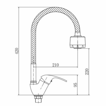 Fashun A4303 kitchen mixer, one -leaf, flexible spout, brass, chrome-1