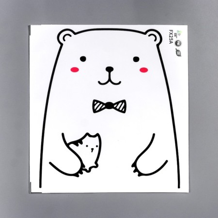 Sticking plastic interior black "Bear with a cat" 29x25 cm-1
