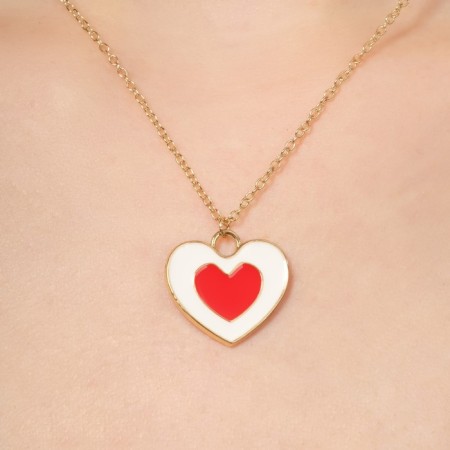 The pendant "Heart" is double, the color is red-white in gold, 40 cm-3