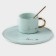 Coffee steam ceramic “love”, 3 objects: mug 200 ml, saucer d = 20 cm, spoon h = 14 cm, blue color