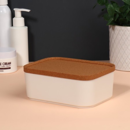 Korely cosmetic storage container, with a lid, 15.9 × 11.4 × 6.5 cm, ivory color-1