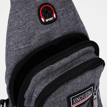 Male sling bag from textiles, gray color-6