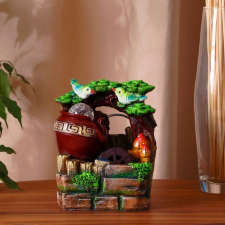 Fountain "Birds at the mill, a jug with a pattern" 10x14x19 cm (with backlight)