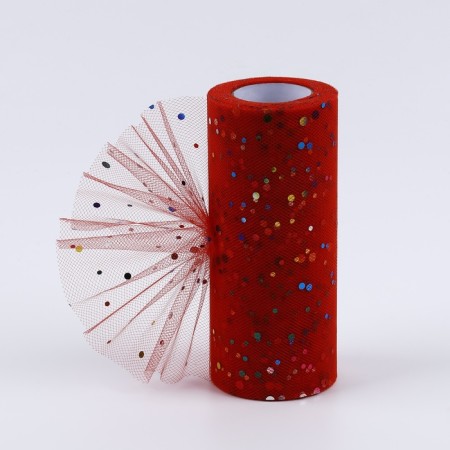 Fatin with multi -colored sparkles, 15 cm, 11 ± 1 g/sq.m, 23 ± 1 m, color red No. 17