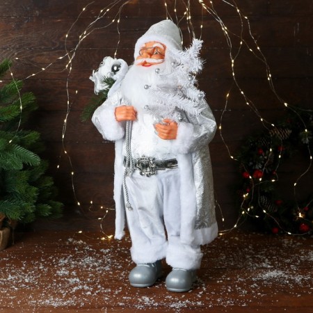 Santa Claus "with a Christmas tree with balls and gifts" 60 cm, silver-3