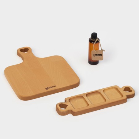 Gift set of ADELICA wooden dishes, cutting board, exchange 3 sections, oil as a gift 100 ml, birch-7