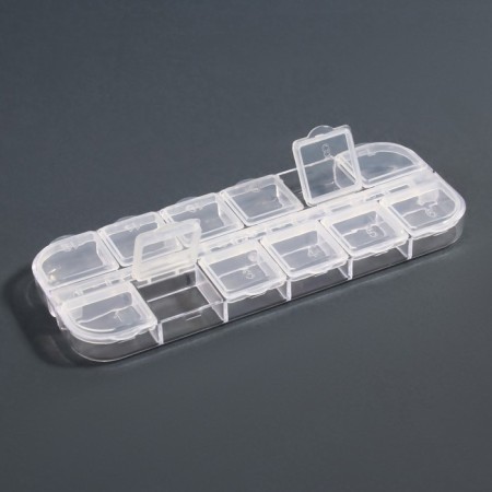 Organizer for decor, 12 cells, 13 × 5.3 × 1.3 cm, the color is transparent-3