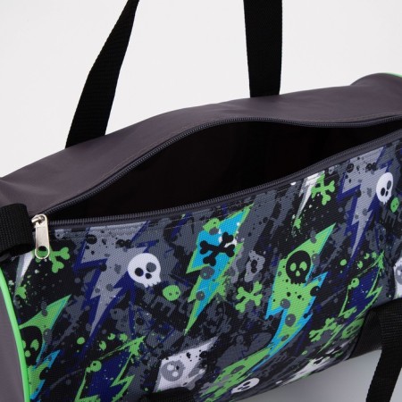 Sports bag with lightning, long belt, gray/green color-2