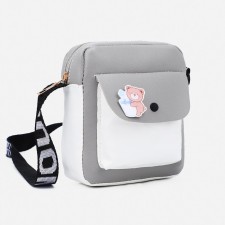 Baby bag on a long belt, outer pocket, gray color