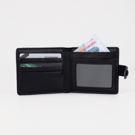 Women's wallet on the button, black color-4