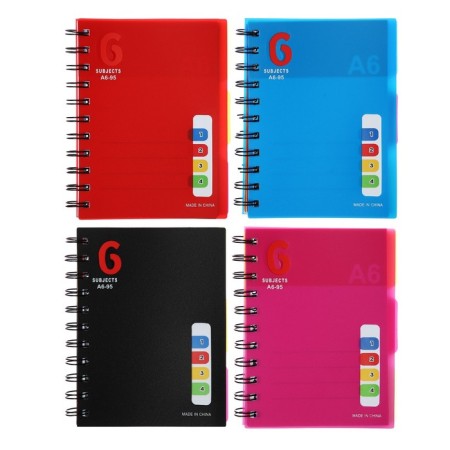 Notepad on the crest A6, 100 sheets, line, plastic cover, with dividers, classic, mix