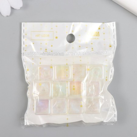 Busina for creativity plastic "Cube. Purumatic shine" White 1.4x1.4x1.4 cm-2