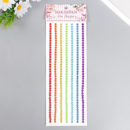 Stick plastic rhinestones "Rainbow" d = 0.6 cm 32x10.5 cm