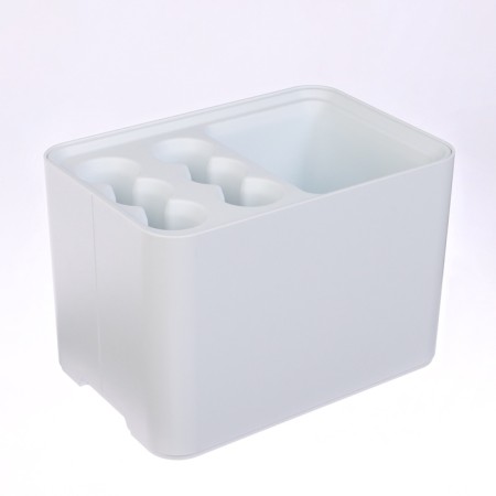 Loader for umbrellas, plastic, 6 round, 4 square departments, 18 × 18 × 26.5 cm, white-3