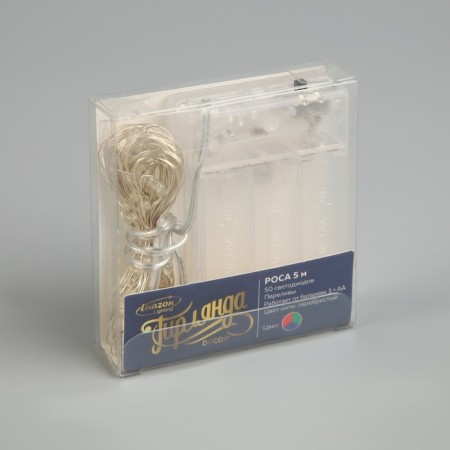 Garland "thread" 5 m dew, ip20, silver thread, 50 LED, glow of multi (RGB), overflow, AAH3-3