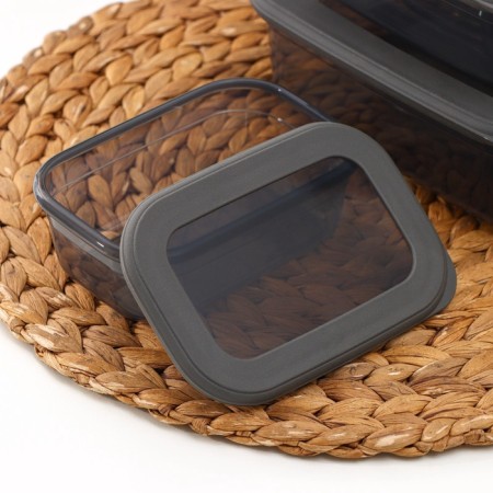 A set of food containers "Respect", 3 pcs: 400 ml, 700 ml, 1.2 l, graphite color-7