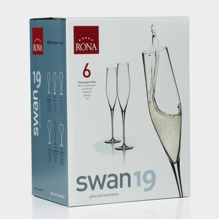 Set of glasses for champagne Swan, 190 ml, crystal glass, 6 pcs-7