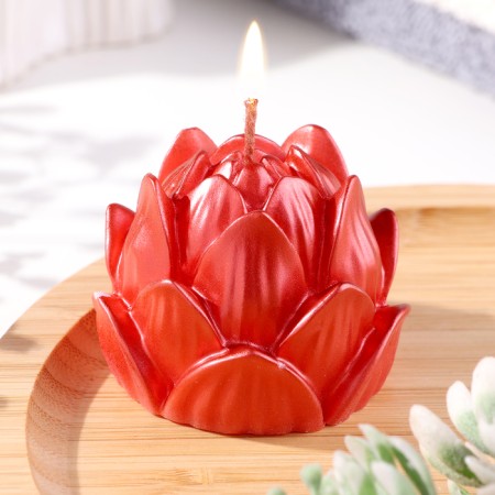 Figure candle "Lotus", 6.6x6.5 cm, red