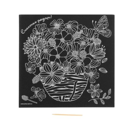 Engraving "Bouquet" with a metallic effect "Silver", 18.5x18.5 cm-2