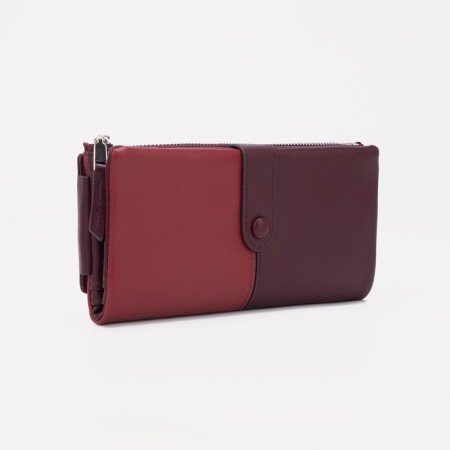 Women's wallet on the button, burgundy color