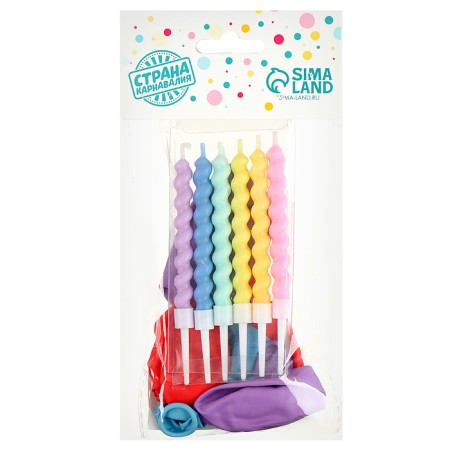 Set of candles in the cake 6 pcs. twisted + 5 balls, assorted, makarun-4