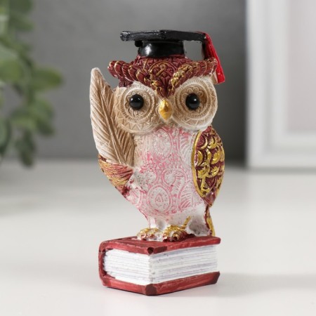 Souvenir Polystone "Scientist Red Eagle owl on the book" MIX 3.5x4x8.5 cm-1
