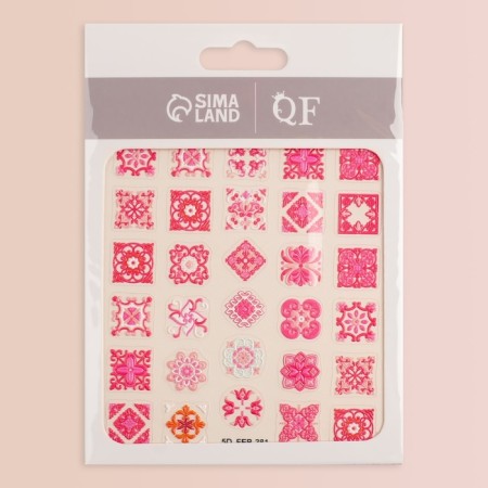 Nail stickers "Pink mosaic", voluminous, pink color-4
