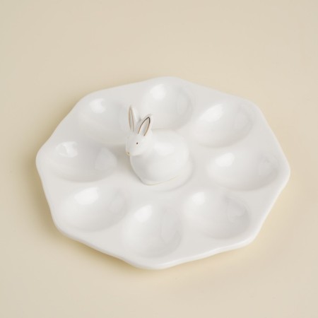 Ceramic Ceramic Sl Home stand “Easter rabbits”, 19 × 9 cm, 8 cells, white color-1