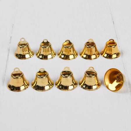 Bell for needlework, set of 10 pcs., Size 1 pc. - 1.8 cm, gold color-1