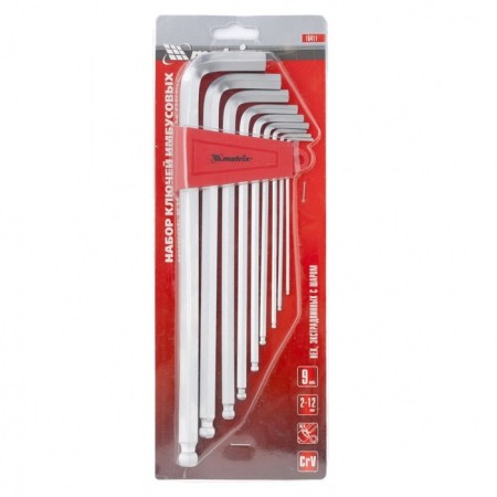 Matrix 16411 keys set, imbus, HEX, 2–12 mm, CRV, 9 pcs., Extra-day, with a ball-1