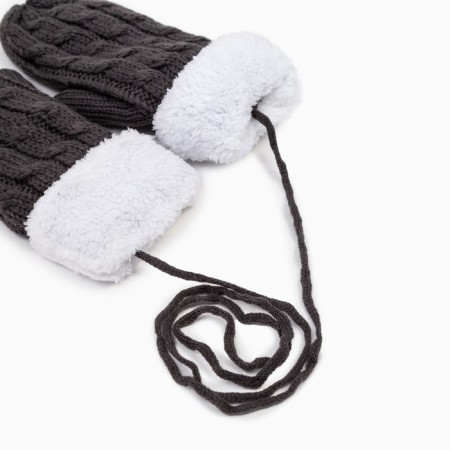 Knitted mittens, gray color, size 24-2