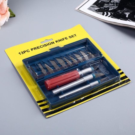 Tool for creativity Set 3 knife + 10 blades plastic, metal 2.5x23x19.5 cm-1